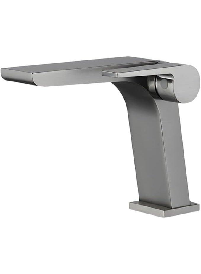 واي دي صنبور حوض عصري ذو ذراع واحد للحمام | صنبور حوض غسيل يُثبت على سطح الحوض | صنبور حوض مربع الشكل بفوهة مسطحة ومقبض تحكم سلس - Image 1